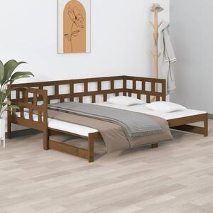 Pull-out Day Bed Honey Brown Solid Wood Pine 2x(90x190) cm