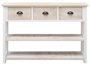 Sideboard White and Brown 108x30x76 cm Solid Wood Paulownia