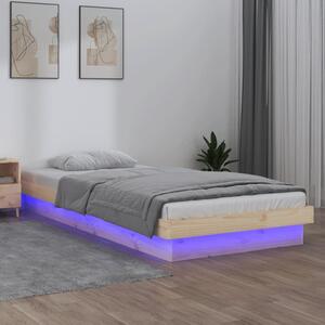LED Bed Frame 75x190 cm Small Single Solid Wood