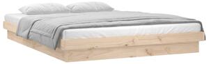 LED Bed Frame 140x190 cm Solid Wood