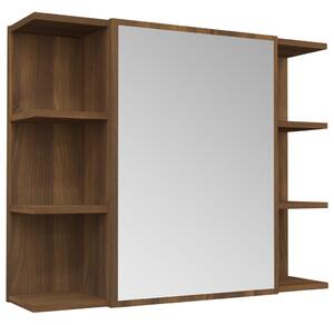 Bathroom Mirror Cabinet Brown Oak 80x20.5x64 cm Engineered Wood