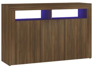 Sideboard with LED Lights Brown Oak 115.5x30x75 cm