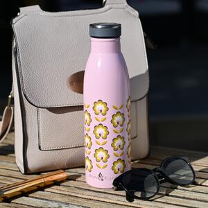 Boho 500ml Insulated Water Bottle Pink/White/Yellow