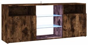 TV Cabinet with LED Lights Smoked Oak 120x30x50 cm