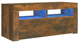 TV Cabinet with LED Lights Smoked Oak 90x35x40 cm