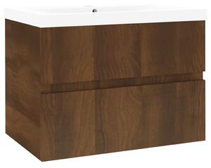 Sink Cabinet with Built-in Basin Brown Oak Engineered Wood