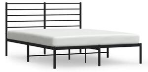 Metal Bed Frame with Headboard Black 160x200 cm