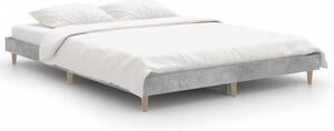 Bed Frame Concrete Grey 135x190 cm Double Engineered Wood