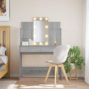 Dressing Table with LED Lights Grey Sonoma 96x40x142 cm
