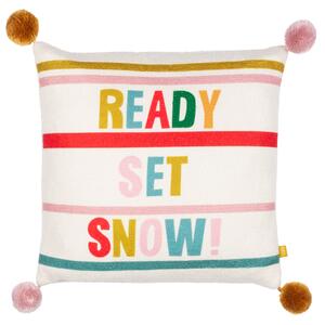 Pompoms Ready Set Snow Cushion Pink/Red/Green