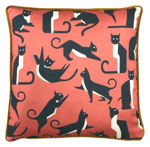 Kitta Geo Cats Pink Cushion Pink/Navy Blue