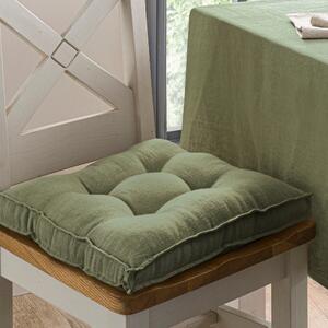 Cartmel Linen Seat Pad Green