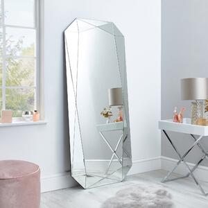 3D Geometric Full Length Leaner Mirror Silver