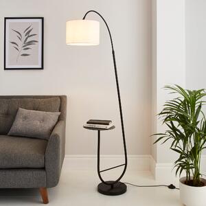 Huxley Extendable Arc Floor Lamp with Table Black