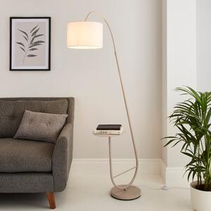 Huxley Extendable Arc Floor Lamp with Table Grey