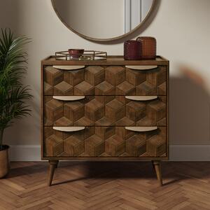 Hex 3 Drawer Chest Brown