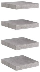 Floating Wall Shelves 4 pcs Concrete Grey 23x23.5x3.8 cm MDF