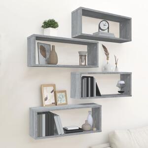 Wall Cube Shelves 4 pcs Grey Sonoma 60x15x23 cm Engineered Wood