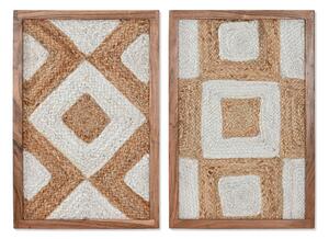 Painting Home ESPRIT White Natural Geometric Boho 40 x 3 x 60 cm (2 Units)