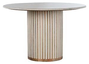 Dining Table Home ESPRIT White Natural Marble Mango wood 120 x 120 x 76 cm