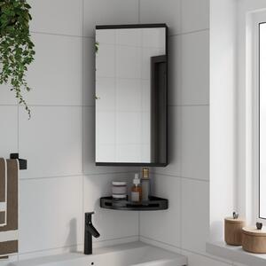 Corner Bathroom Mirror Cabinet Black 30x24x60 cm