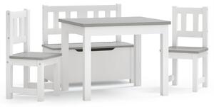4 Piece Children Table and Chair Set White and Grey MDF