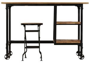 Desk with Folding Stool Solid Mango Wood 115x50x76 cm