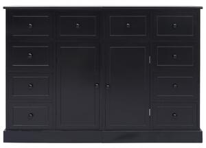 Sideboard with 10 Drawers Black 113x30x79 cm Wood