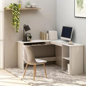 L-Shaped Corner Desk High Gloss White 120x140x75 cm Engineered Wood