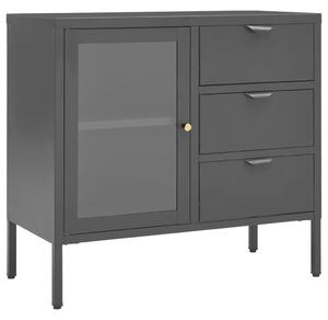 Sideboard Anthracite 75x35x70 cm Steel and Tempered Glass