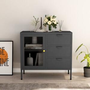 Sideboard Anthracite 75x35x70 cm Steel and Tempered Glass