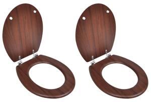 Toilet Seats with Lids 2 pcs MDF Brown