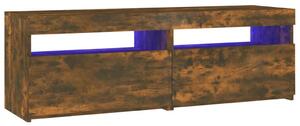 TV Cabinet with LED Lights Smoked Oak 120x35x40 cm