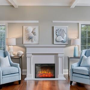 Free Standing Electric Fires ElectricSun Marisa White, with Sound Effect, 3 Colour, with APP, W120xH102cm