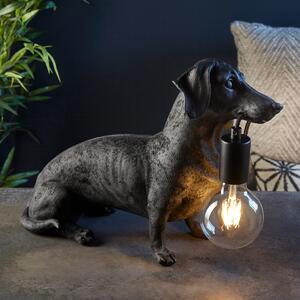 Dachshund Dog Table Lamp In Matt Black Finish