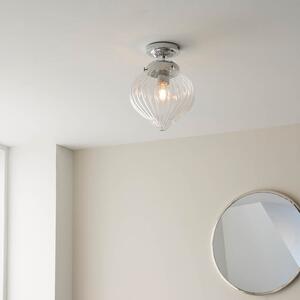 Endon 96489 Cheston Bathroom Flush Ceiling Light In Chrome With Clear Ribbed Glass IP44