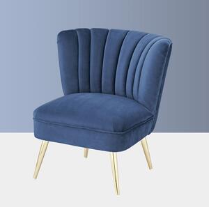 Point Velvet Occasional Chair With Gold Plated Legs - Midnight Blue