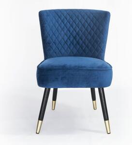 Soft Velvet Occasional Chair With Wenge And Brass Plated Legs - Navy Blue