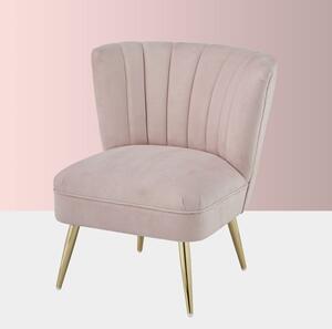 Point Velvet Occasional Chair With Gold Plated Legs - Blush Pink