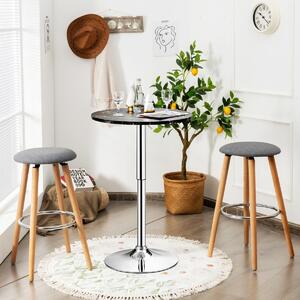 Costway Modern Round Marble Bar Table with Silver Leg and Base-Black