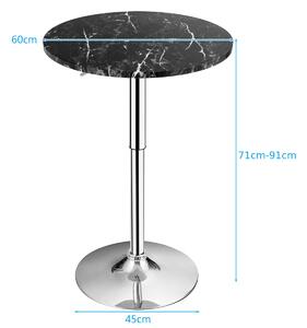 Costway Modern Round Marble Bar Table with Silver Leg and Base-Black