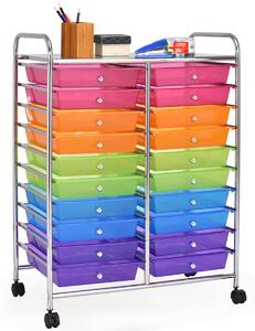 Costway 20 Drawers Storage Trolley with 4 Wheels for Beauty Salon-Multicolor