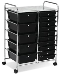 Costway 15 Drawer Rolling Storage Cart with 4 Wheels for Beauty Salon-Black