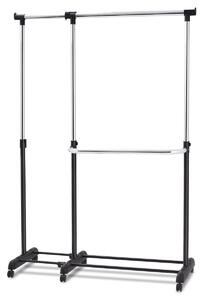 Costway Single/Double Rail Mobile Garment Rack with Wheels and Bottom Shelf