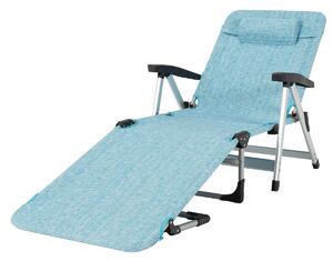Costway Folding Outdoor Chaise Lounger with Detachable Pillow and Cup Holder-Blue