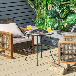 Costway Outdoor Fire Pit with Tile Tabletop and Mesh Screen Lid