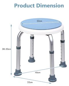 Costway 6-Position Height Adjustable Bathtub Shower Chair with 360°Rotating Seat
