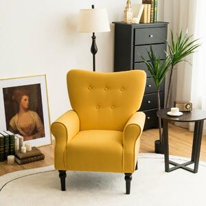Costway Modern Accent Chair with Thick Sponge Cushion for Living Room-Yellow