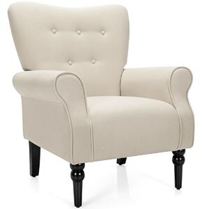 Costway Modern Accent Chair with Thick Sponge Cushion for Living Room-Beige