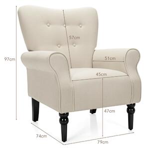 Costway Modern Accent Chair with Thick Sponge Cushion for Living Room-Beige